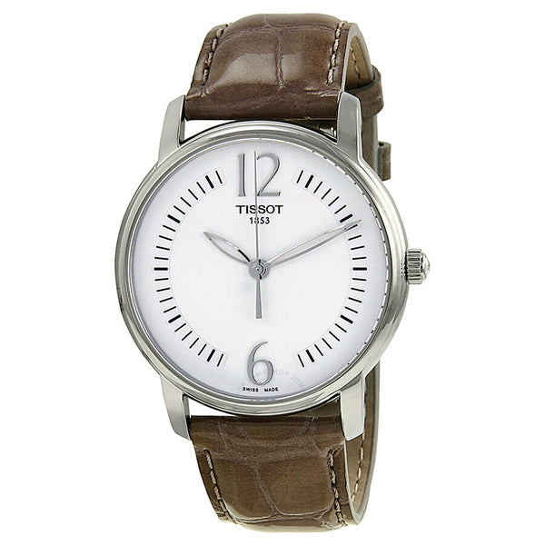 Tissot T-Trend Lady Round Silver Dial Beige Leather Ladies Watch T0522101603701 - The Watches Men & Co
