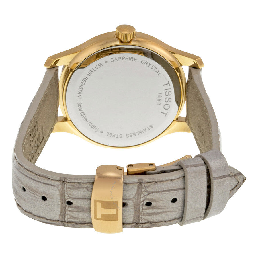 Caseback of Tissot T-Trend Tradition watch displaying sapphire crystal and engraved specifications