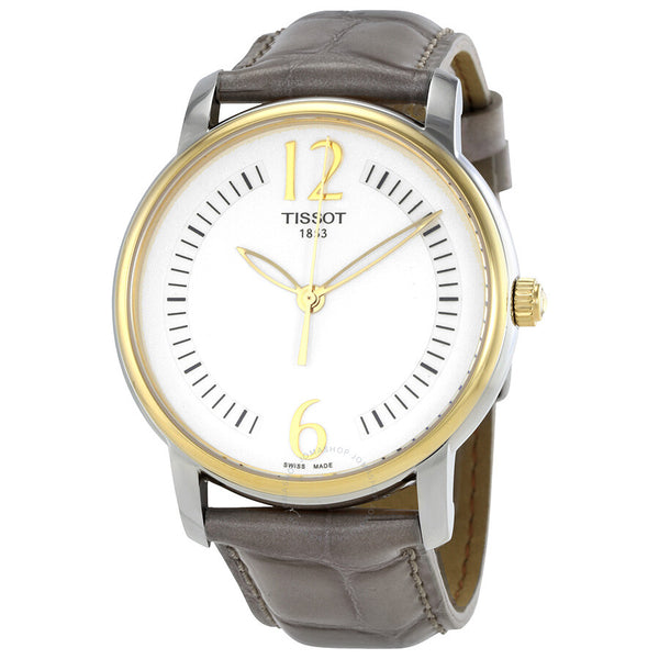 Tissot T-Trend White Dial Gray Leather Ladies Watch T052.210.26.037.00 - The Watches Men & Co