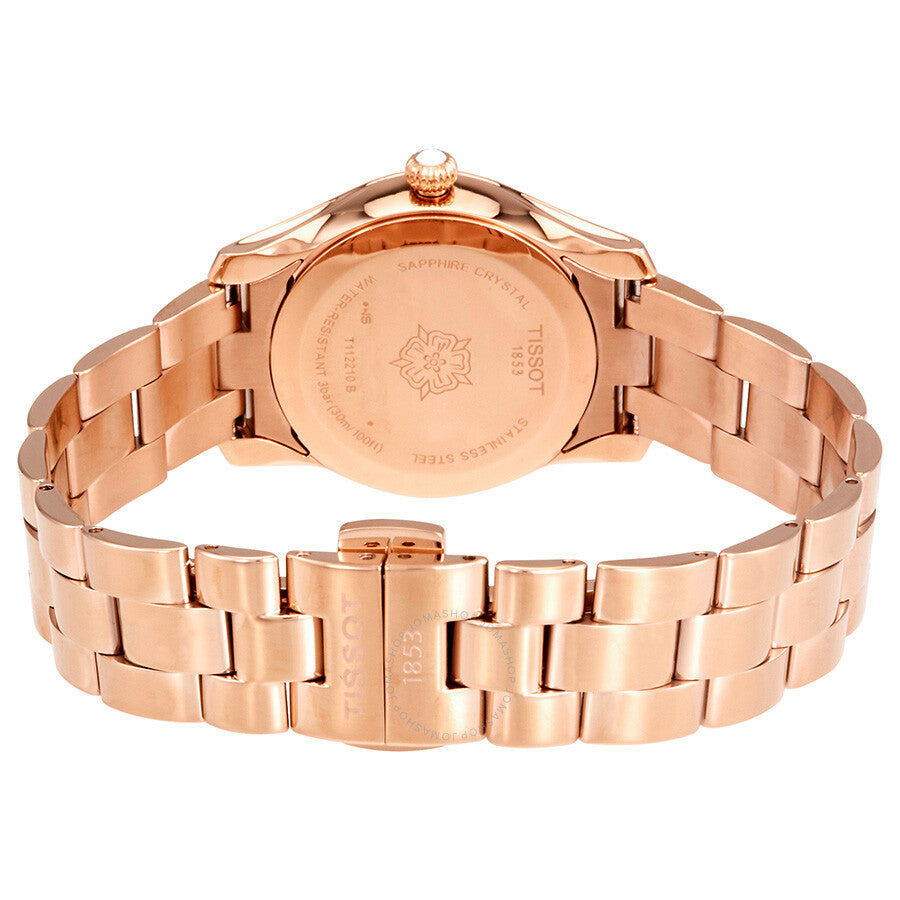 Tissot T-Wave rose gold caseback with sapphire crystal and bracelet