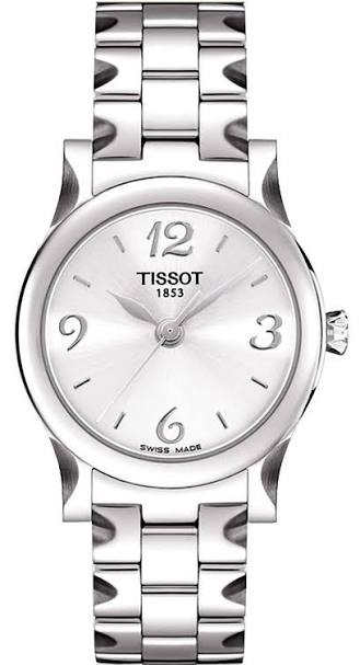 Tissot T028.210.11.037.00 silver women's quartz watch with white dial and stainless steel bracelet