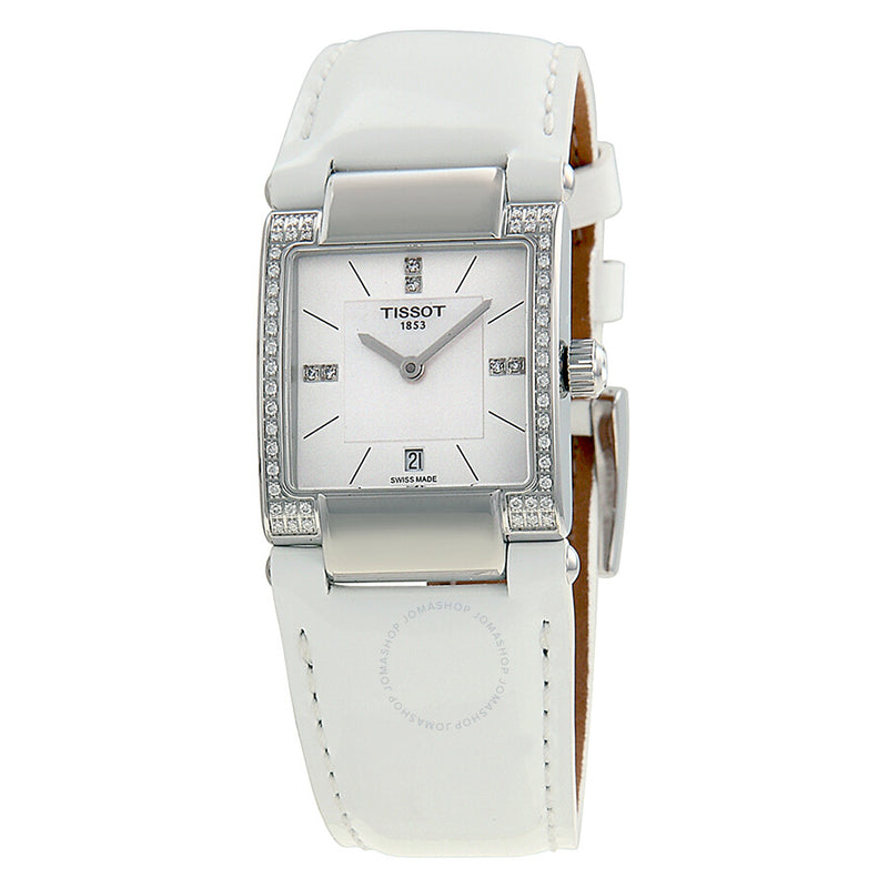 Tissot T2 Mother of Pearl Dial White Leather Ladies Watch T0903106611600 - The Watches Men & Co