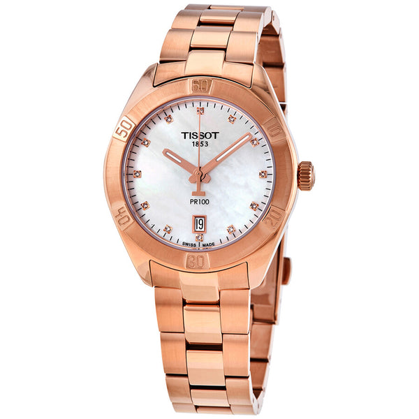 Tissot T-Classic PR100 Quartz Diamond Mother of Pearl Dial Ladies Watch T101.910.33.116.00 - The Watches Men & Co