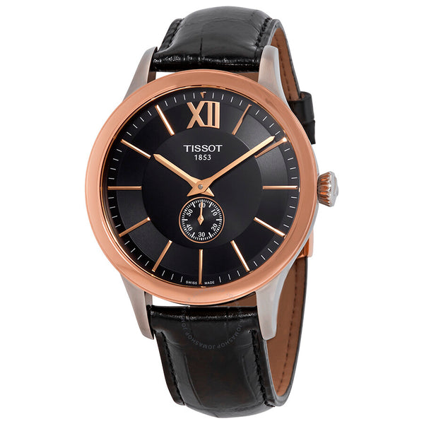 Tissot T-Gold Classic Black Dial Automatic Men's Leather Watch T912.428.46.058.00 - The Watches Men & Co