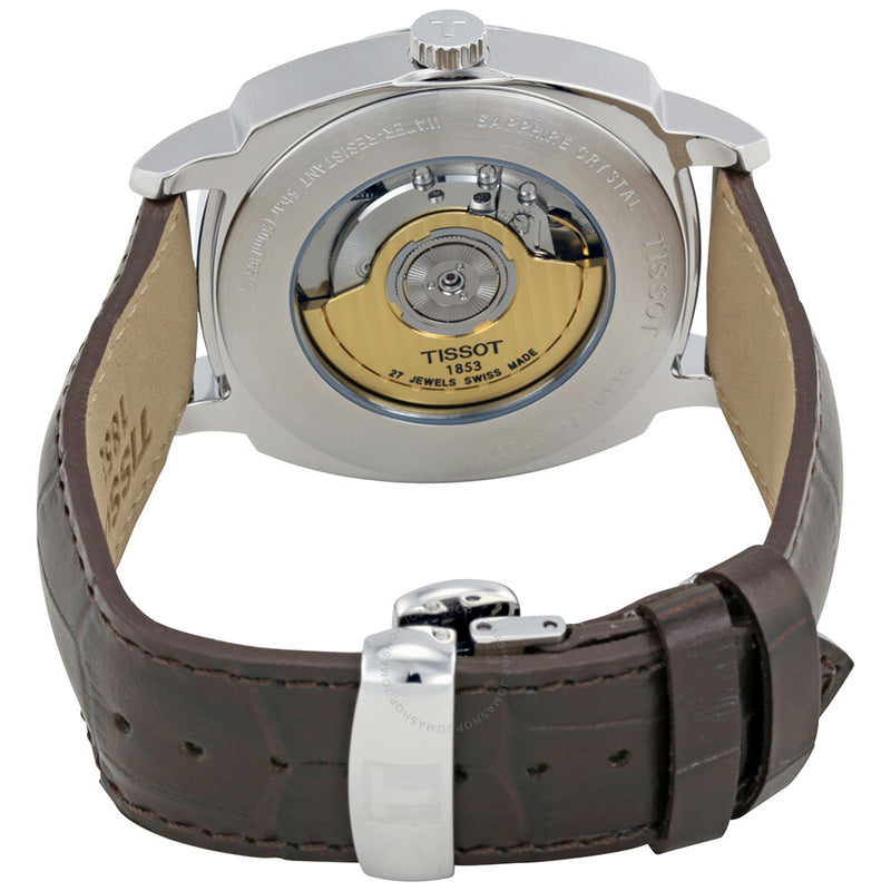 Tissot T-Lord Automatic Silver Dial Black Leather Men's Watch T0595281603100 - The Watches Men & Co #3