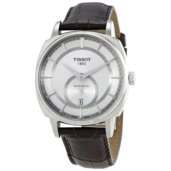 Tissot T-Lord Automatic Silver Dial Black Leather Men's Watch T0595281603100 - The Watches Men & Co