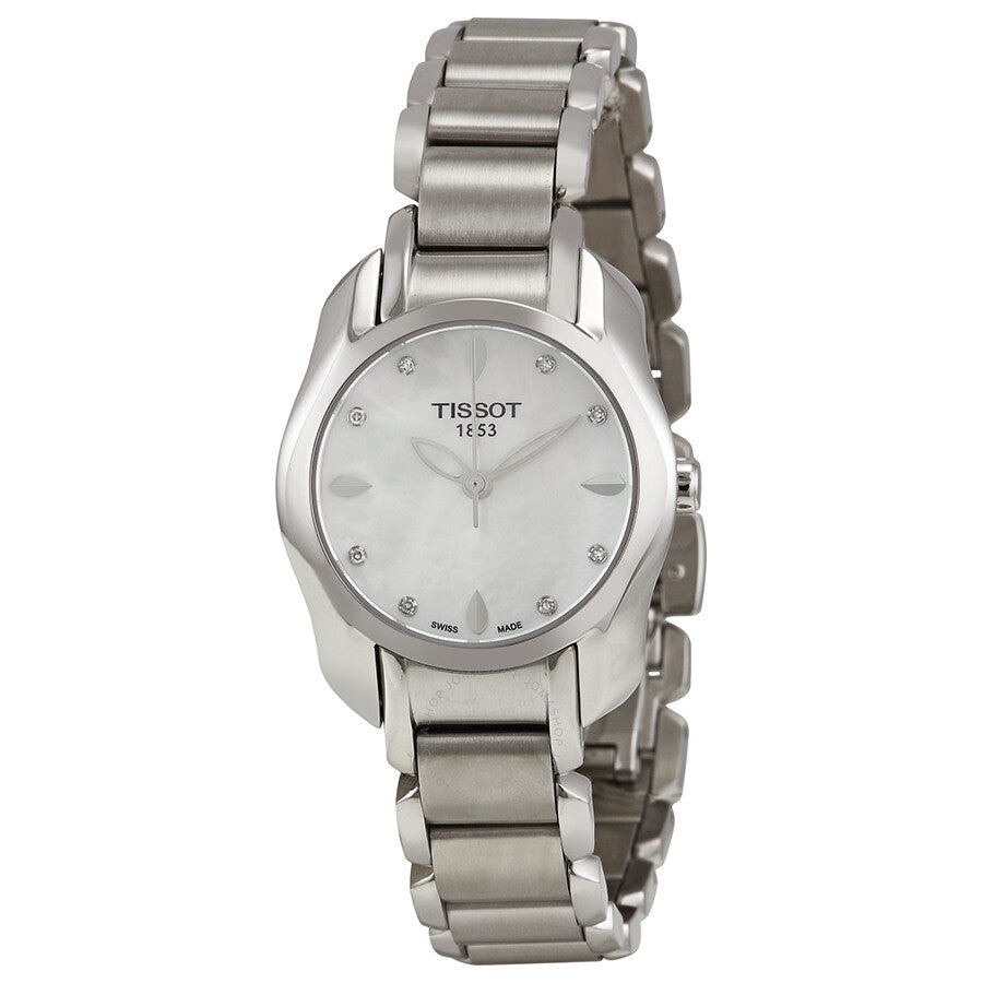 Tissot Trend T-Wave ladies watch with mother of pearl dial and diamond indices on stainless steel bracelet