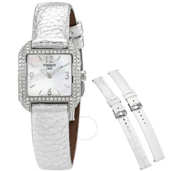 Tissot T-Wave Quartz Diamond White Mother of Pearl Dial Ladies Watch T02.1.475.82 - The Watches Men & Co