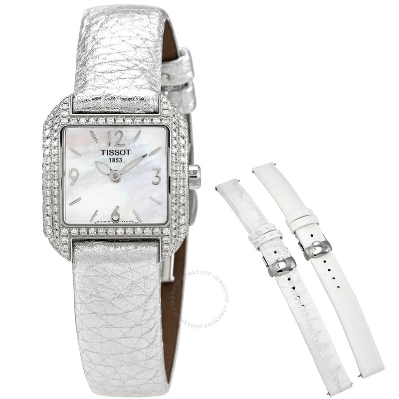 Tissot T-Wave Quartz Diamond White Mother of Pearl Dial Ladies Watch T02.1.475.82 - The Watches Men & Co