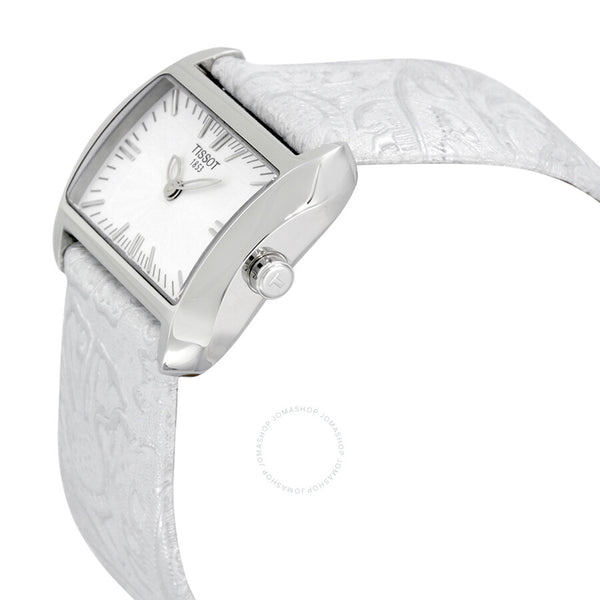 Tissot T-Wave White Dial Silver Leather Ladies Watch T0233091603102 - The Watches Men & Co #2