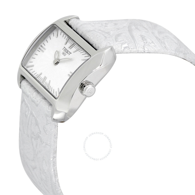 Tissot T-Wave White Dial Silver Leather Ladies Watch T0233091603102 - The Watches Men & Co #2