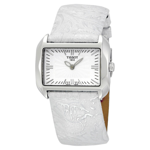 Tissot T-Wave White Dial Silver Leather Ladies Watch T0233091603102 - The Watches Men & Co