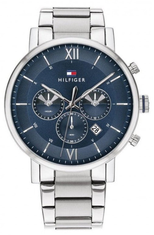 Tommy Hilfiger chronograph men's watch with blue dial and stainless steel bracelet