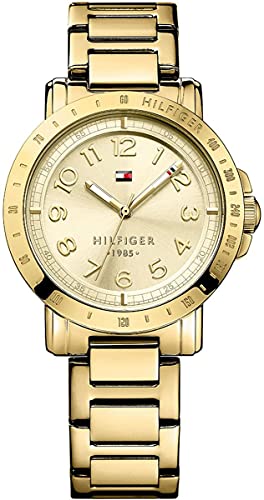 Tommy Hilfiger 1781395 gold steel women's watch with cream dial and Arabic numerals