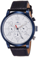 Tommy Hilfiger Jake White Dial Black Leather Strap Men's Watch 1791235