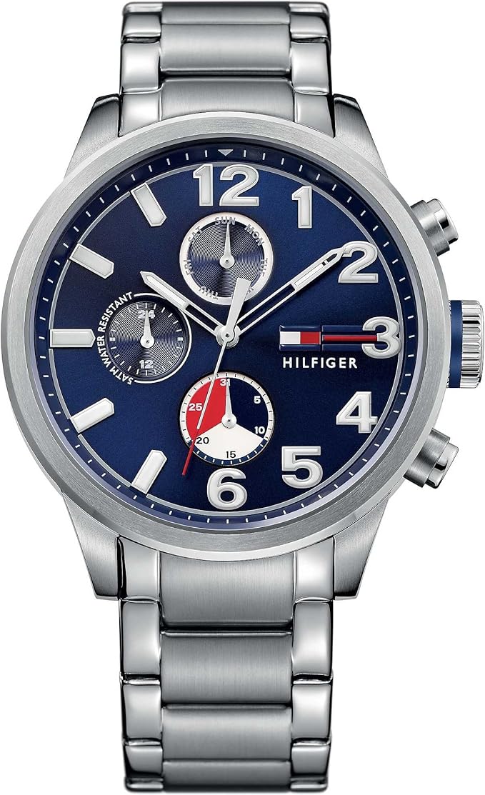 Tommy Hilfiger 1791242 men's watch with blue chronograph dial and steel bracelet