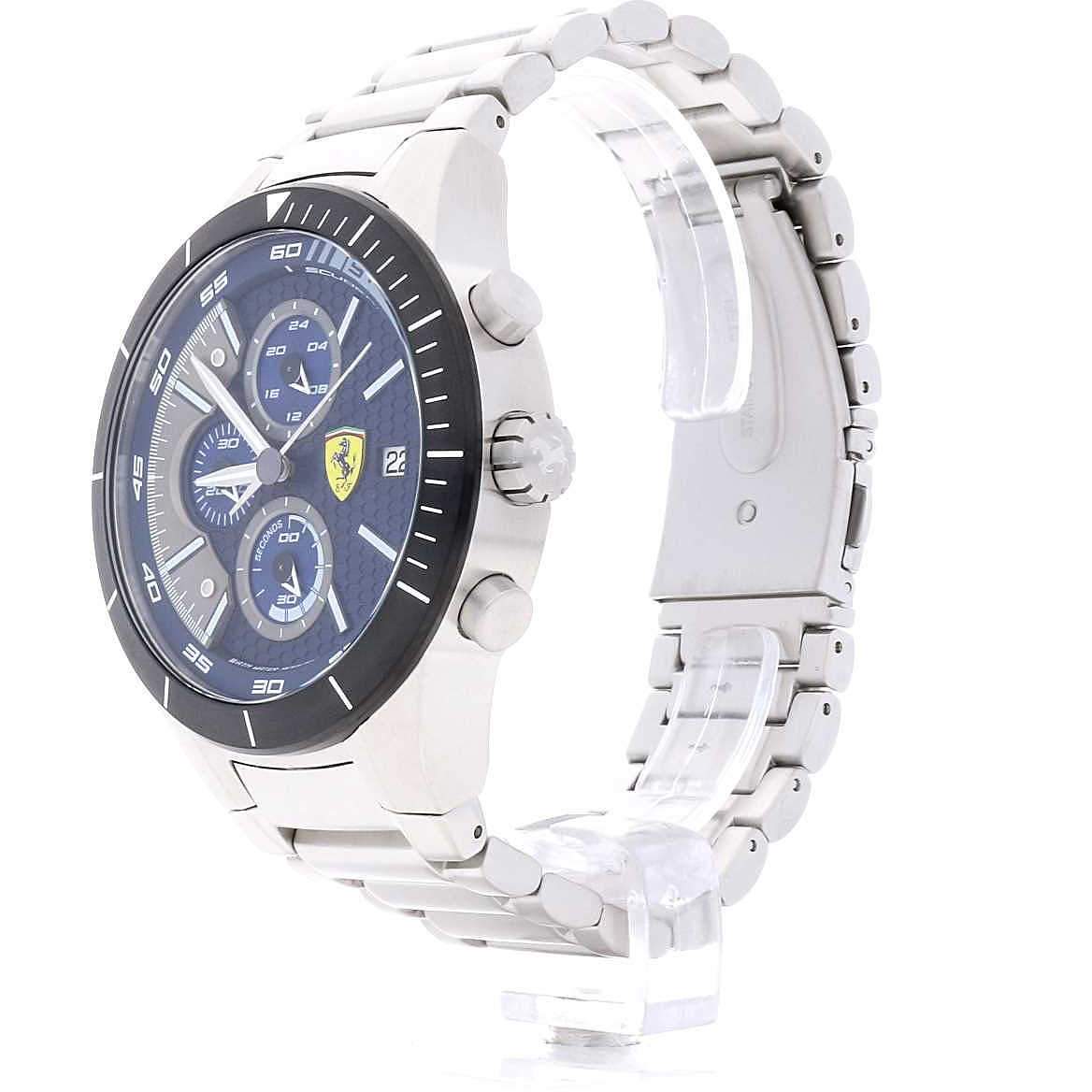 Side profile of Tommy Hilfiger silver-tone chronograph watch with blue dial and link bracelet