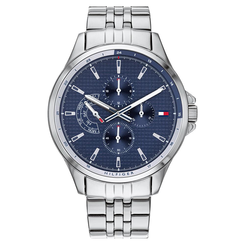Tommy Hilfiger 1791612 steel chronograph watch with navy dial and silver bracelet