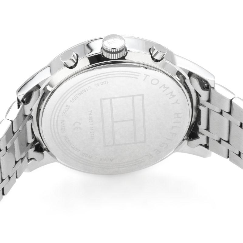 Tommy Hilfiger watch caseback detail with engravings and water resistance markings