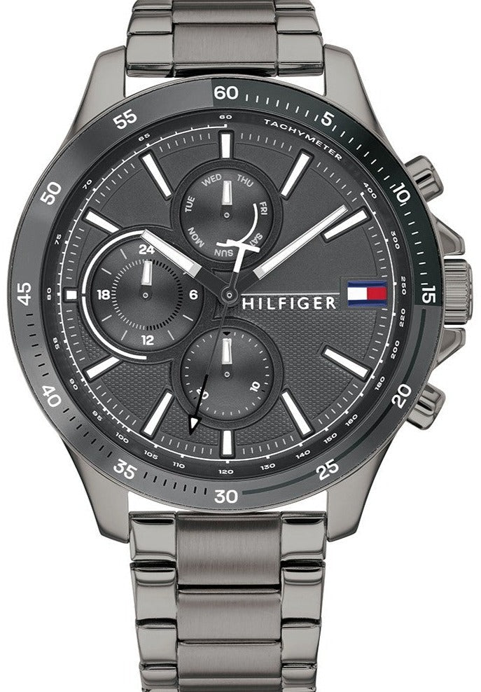 Tommy Hilfiger 1791719 quartz chronograph watch with grey dial and stainless steel bracelet
