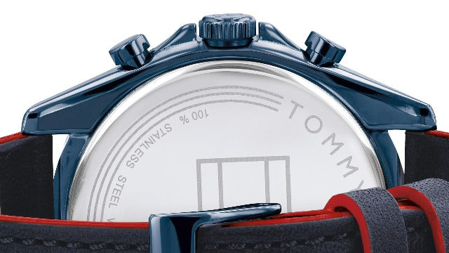 Tommy Hilfiger 1791839 watch caseback detail showing engraved logo