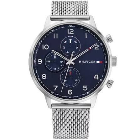 Tommy Hilfiger men's chronograph watch with navy dial and stainless steel mesh strap