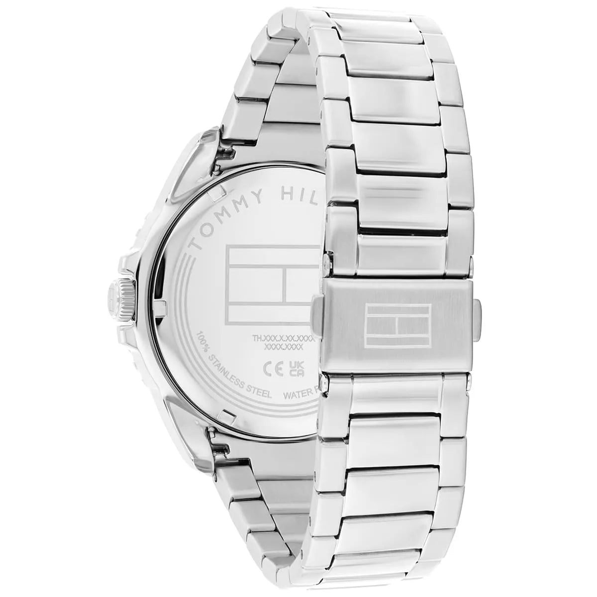 Tommy Hilfiger Oceanic watch caseback showing stainless steel construction and engraving