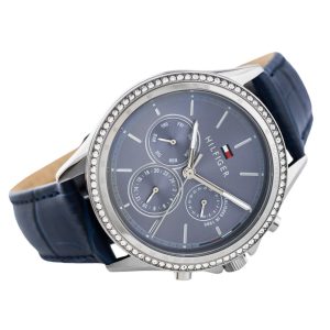 Tommy Hilfiger Ari women's chronograph with diamond bezel and blue dial subdials