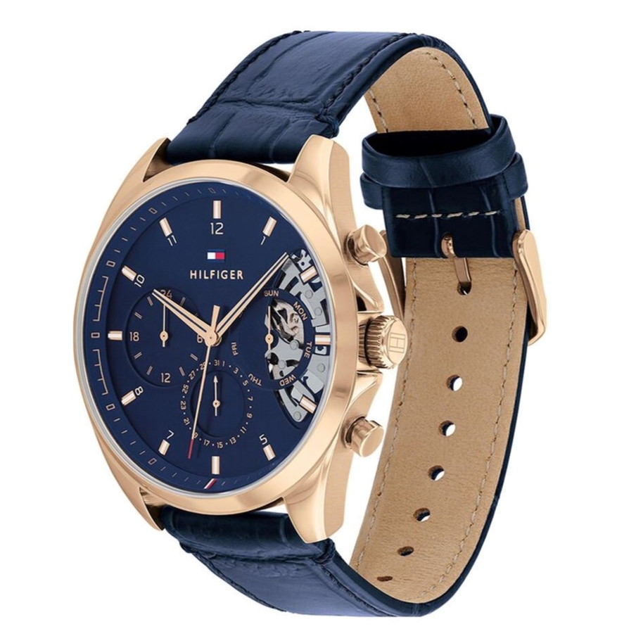 Tommy Hilfiger Baker watch angled view showing full strap and case design