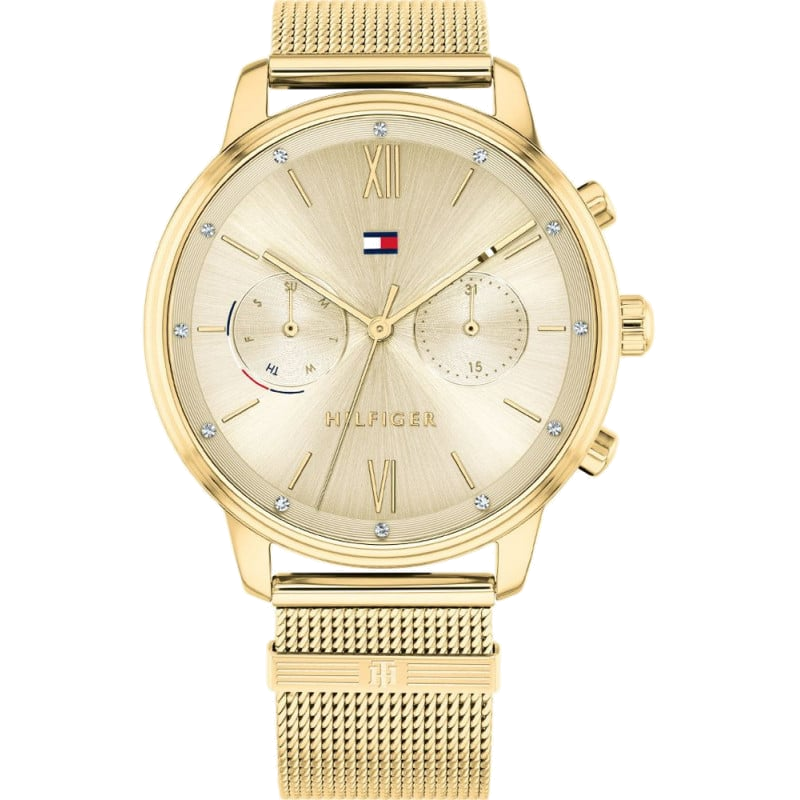 Tommy Hilfiger Blake gold watch with champagne dial and gold mesh bracelet