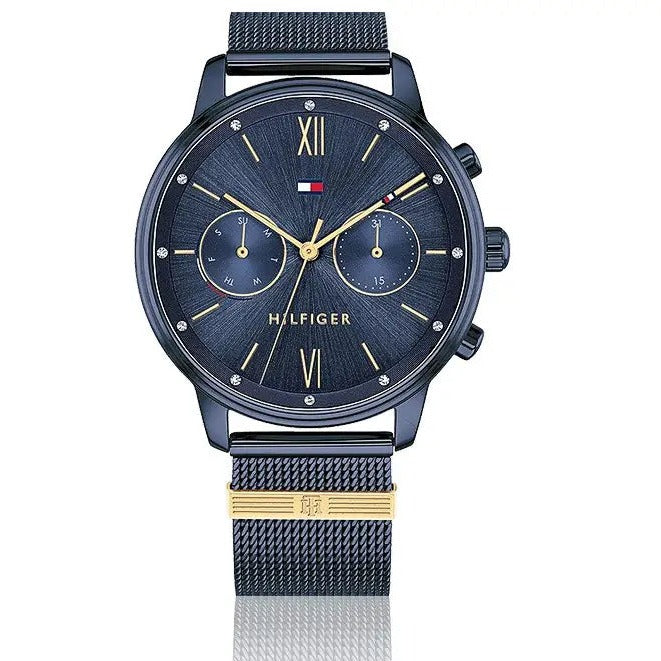 Tommy Hilfiger Blake men's chronograph with blue sunburst dial and blue mesh band