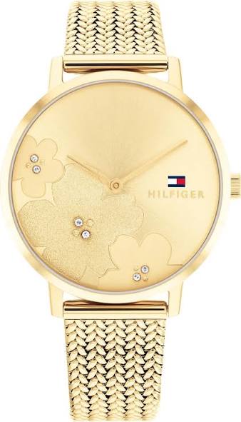 Tommy Hilfiger Classic women's watch with champagne dial, gold-tone case and mesh strap