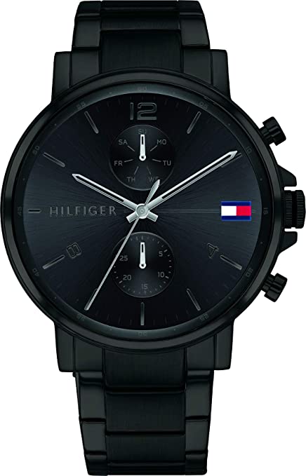 Tommy Hilfiger Daniel black steel men's watch with chronograph dial and flag logo