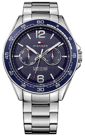 Tommy Hilfiger Erik men's watch with blue multi-dial chronograph face and stainless steel bracelet