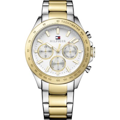Tommy Hilfiger Harrison silver and gold-tone men's chronograph watch with white dial