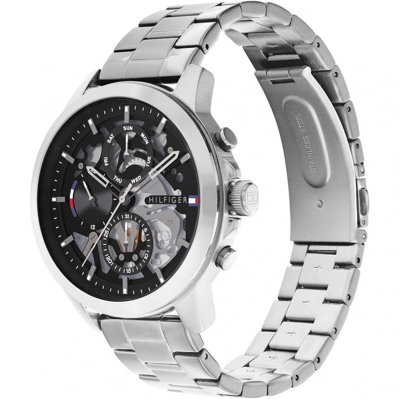 Tommy Hilfiger HENRY watch side view displaying metal bracelet and case profile