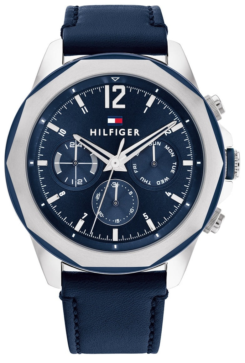 Tommy Hilfiger Lars men's watch with navy chronograph dial and silver case