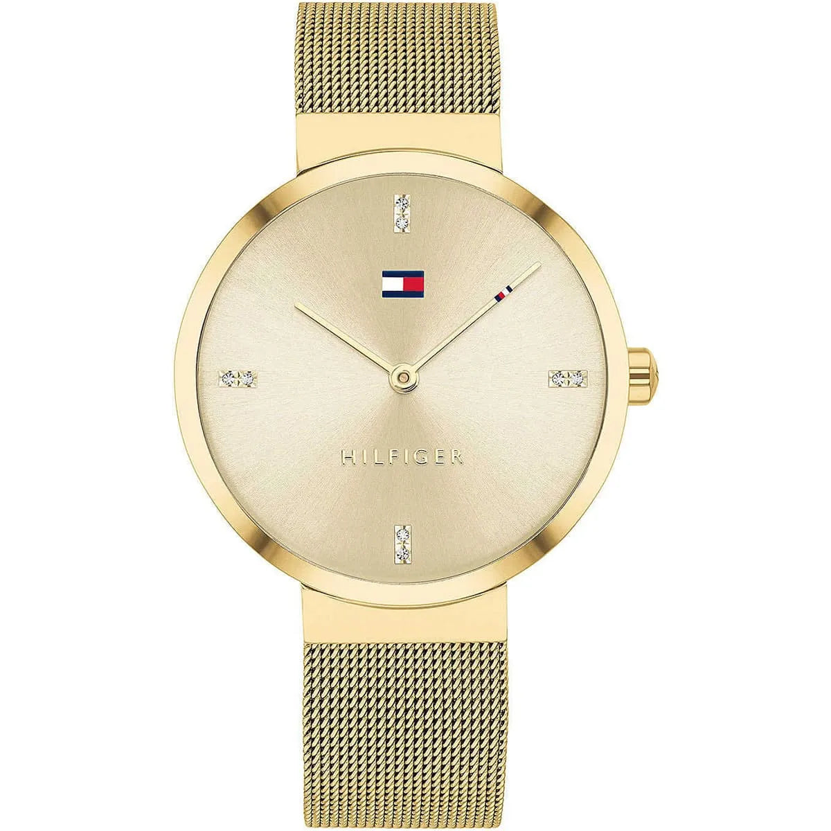 Tommy Hilfiger Liberty gold tone women's watch with champagne dial and crystal accents