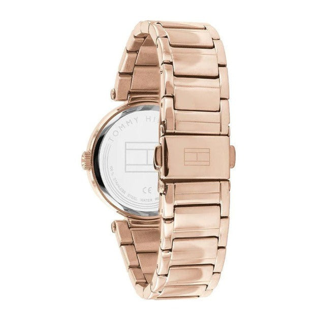 Tommy Hilfiger Lynn watch caseback displaying metal back with logo detail