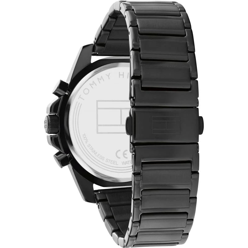 Tommy Hilfiger Mason watch caseback with metal strap