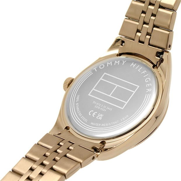Tommy Hilfiger Monica caseback showing water resistance rating and model details