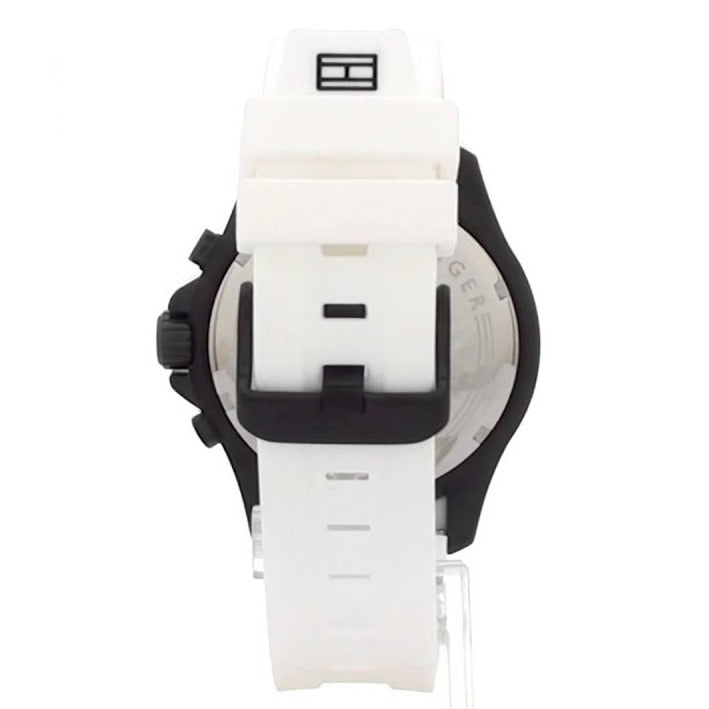 Tommy Hilfiger Nolan white silicone strap with black case lugs detail