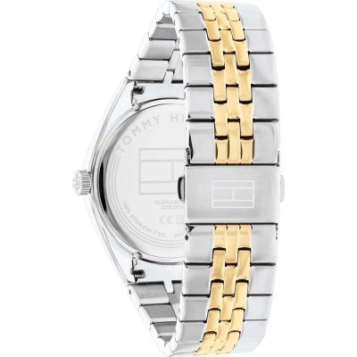 Back of Tommy Hilfiger Serein watch showing caseback detail and bracelet clasp