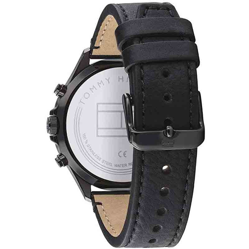 Tommy Hilfiger West caseback showing white dial cover with Tommy Hilfiger branding and water resistance