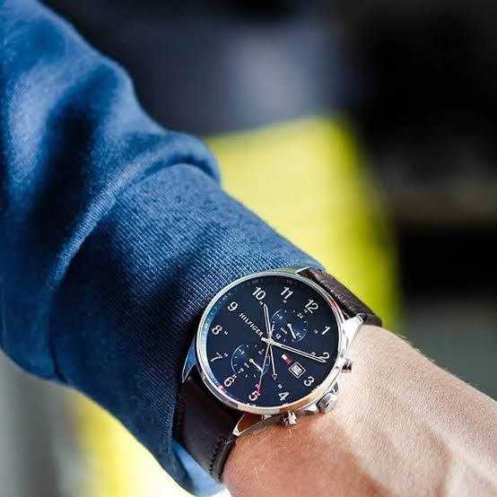 Tommy Hilfiger West chronograph watch worn on wrist