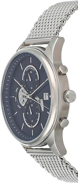 Side view of Tommy Hilfiger Weston watch showing chronograph pushers and case profile