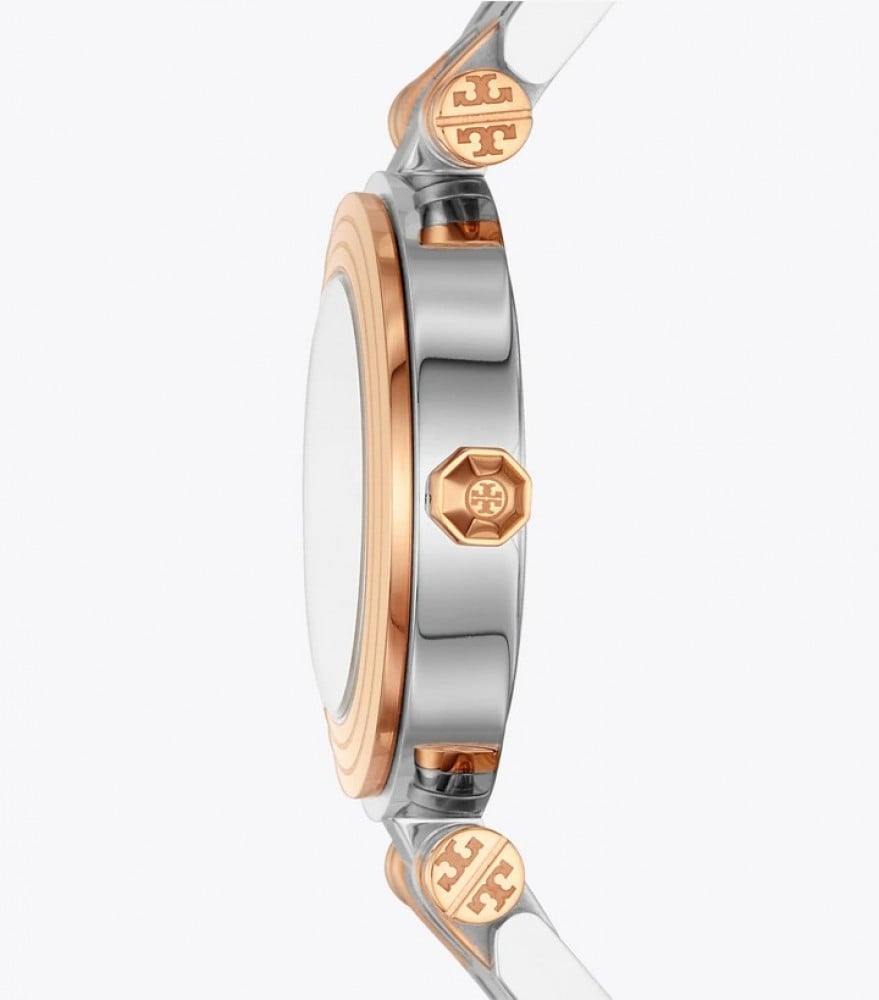 Tory Burch Classic T Watch Two Tone Rose Gold Silver Women's Watch TBW9011 - Image 2