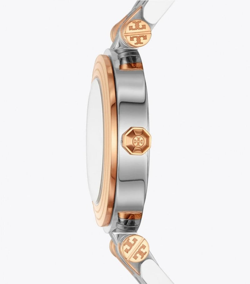 Tory Burch Classic T Watch Two Tone Rose Gold Silver Women's Watch TBW9011 - Image 2