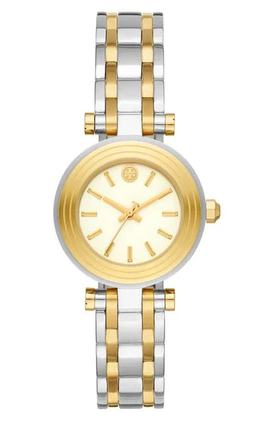 ory Burch Classic T Watch Two Tone Yellow Gold Silver Women's Watch TBW9014 - Image 1