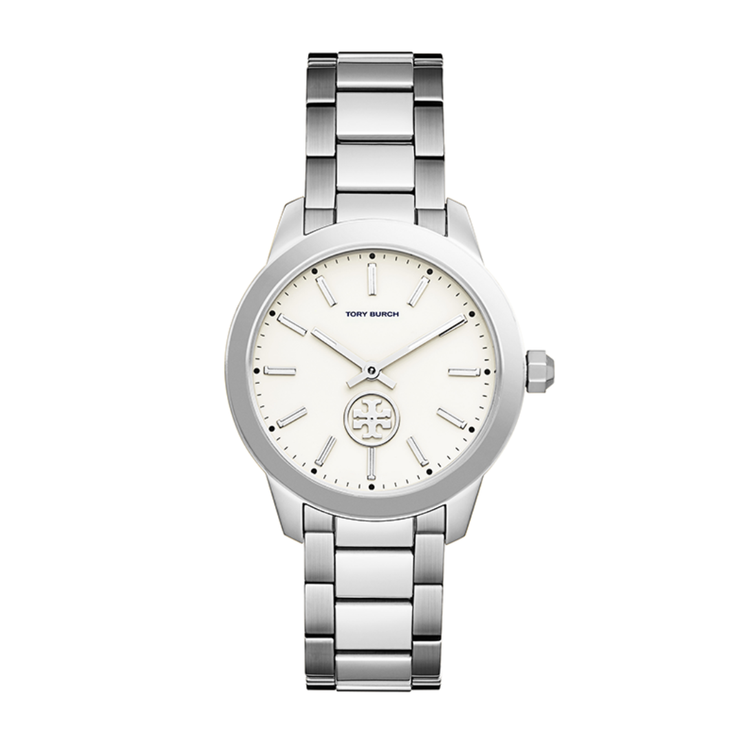 Tory Burch Collins Silver Stainless Steel White Dial Women's Watch TBW1301 - Image 1